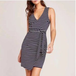 Jack by BB Dakota Stripe Yacht Party Black White Asymmetrical Dress (1274)